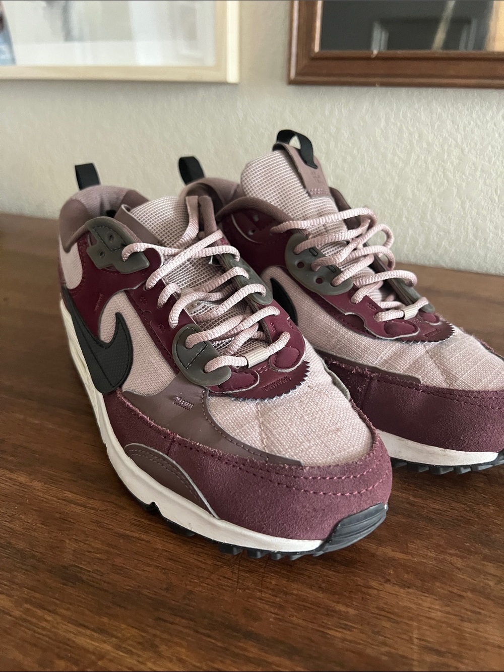 Nike Air Max 90 Futura Diffused Taupe Plum Maroon Sneakers Size 8 Womens
